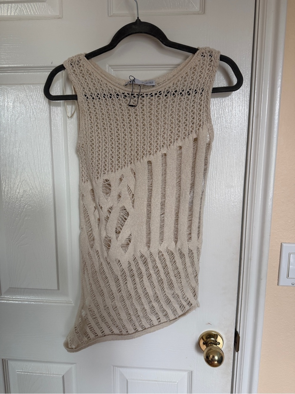 Zara Cream Open-Weave Sleeveless Top- Never Worn